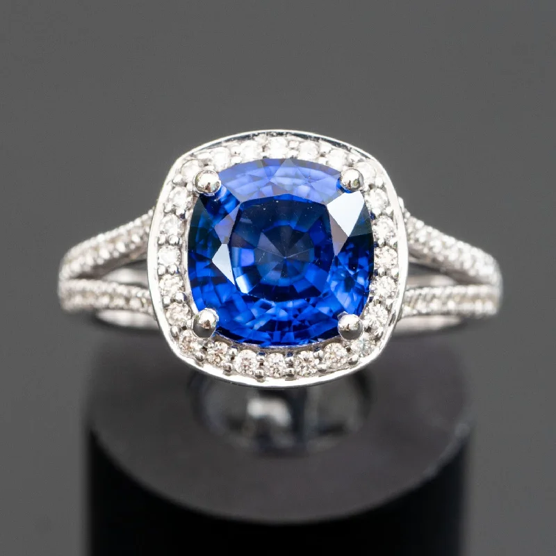 Pauline - 5.00 ct cushion sapphire diamond ring