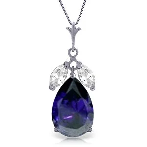 5.15 Carat 14K Solid White Gold Stars Are Out Sapphire White Topaz Necklace