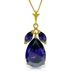 5.15 Carat 14K Solid Yellow Gold Be Near Me Sapphire Necklace