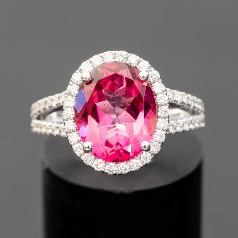 Monique - 5.15 carat natural pink topaz ring with 0.66 carat natural diamonds