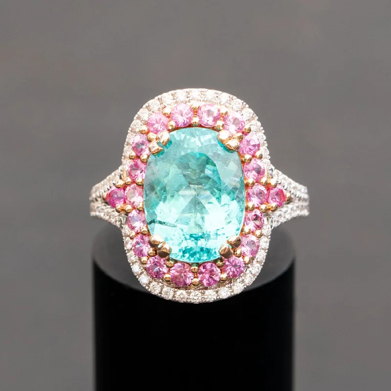 Lucie - 5.27 Natural Paraiba Tourmaline Diamond Ring