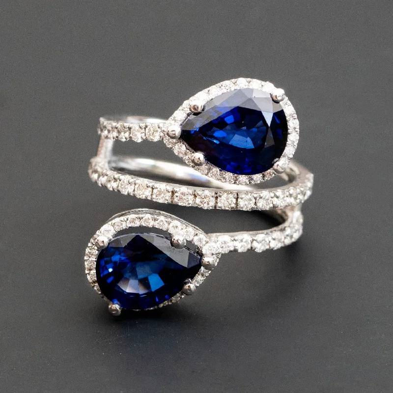 Émilie - 6.00 carat pear sapphire ring with 0.89 carat natural diamonds