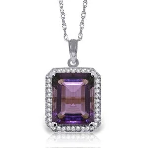 5.8 Carat 14K Solid White Gold Bright Side Amethyst Diamond Necklace