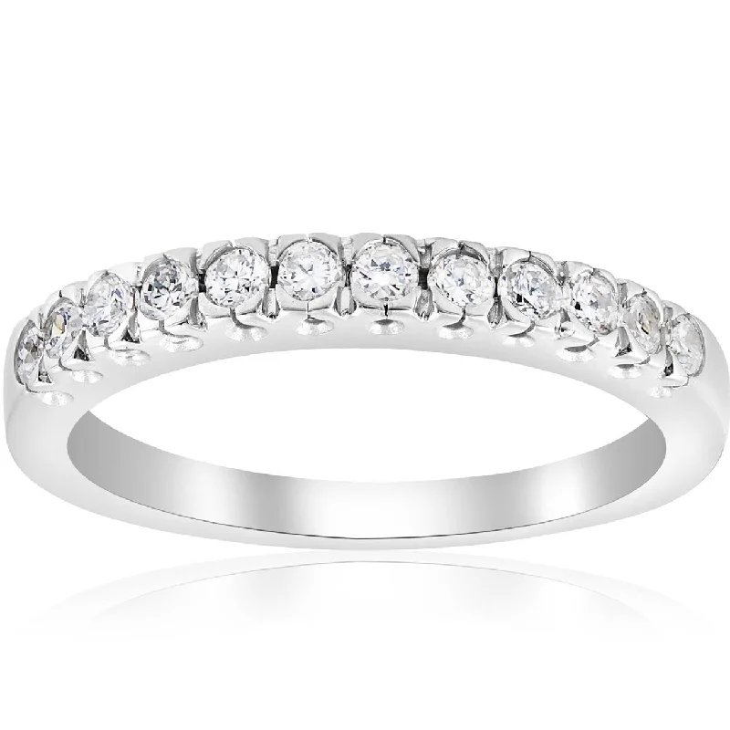 5/8ct Pave Diamond French Prong Set Wedding Ring White Gold