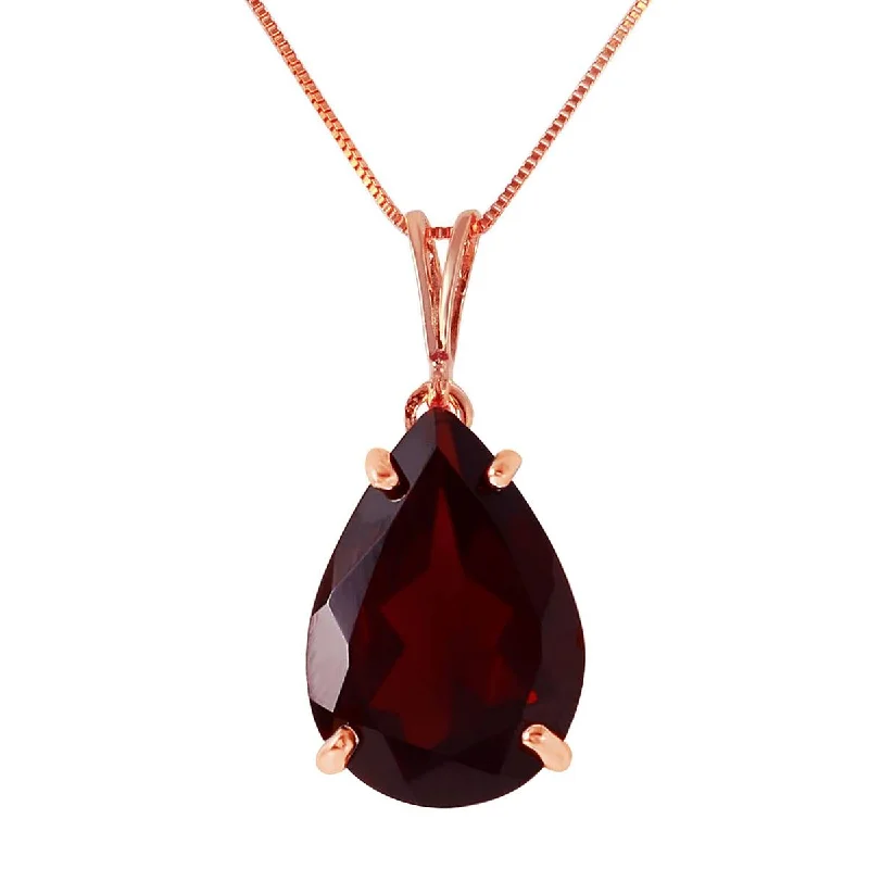 5 Carat 14K Solid Rose Gold Teardrop Garnet Necklace