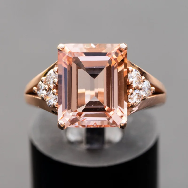 Roxanne - 6.00 carat natural morganite ring with 0.46 carat natural diamonds