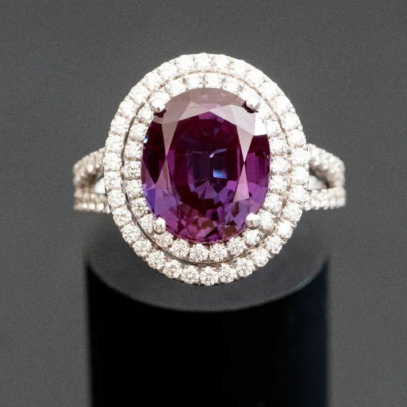 Alexa - 6.00 ct oval sapphire Alexandrite ring with 1.00 carat natural diamonds