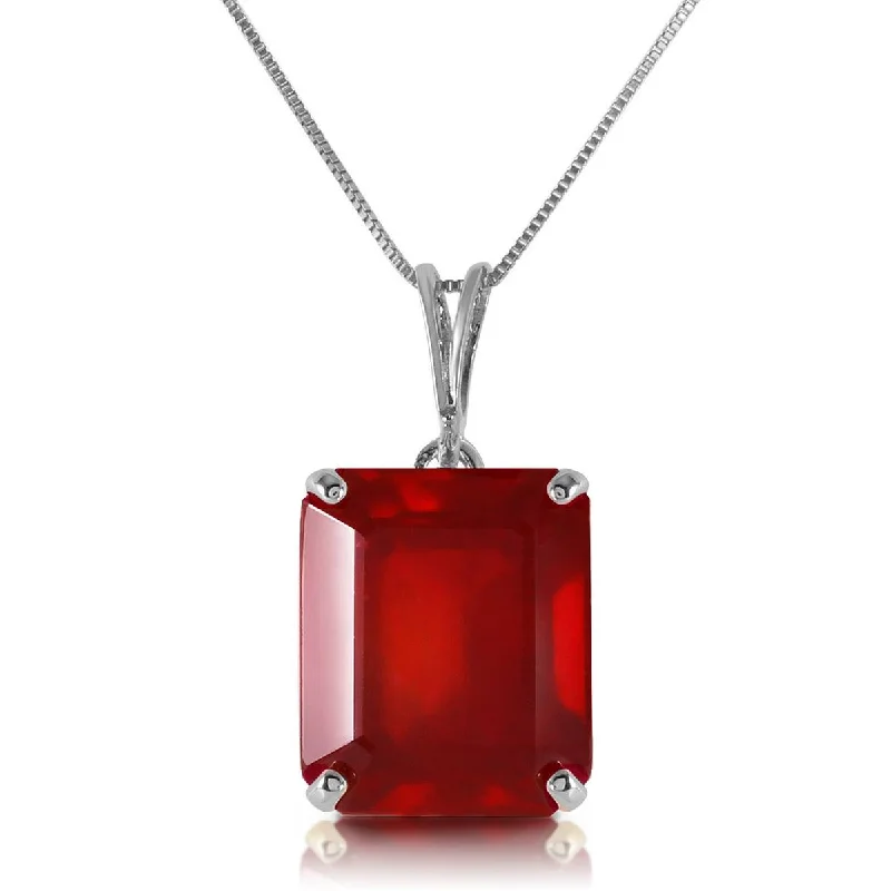 6.5 Carat 14K Solid White Gold Necklace Octagon Natural Ruby