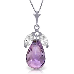 7.2 Carat 14K Solid White Gold Priceless Memories Amethyst White Topaz Necklace