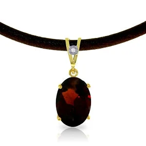 7.56 Carat 14K Solid Yellow Gold Gratitude Garnet Diamond Necklace