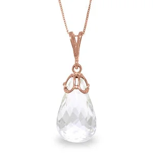 7 Carat 14K Solid Rose Gold Necklace Briolette White Topaz