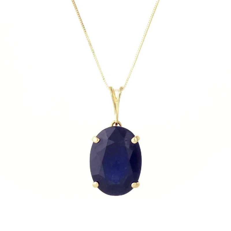 8.5 Carat 14K Solid Yellow Gold Necklace Natural Oval Sapphire