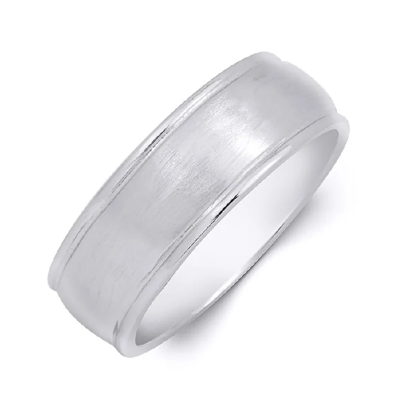 8.5mm Solid 925 Sterling Silver Mens Anniversary Wedding Band Ring