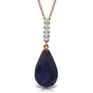 8.88 Carat 14K Solid Rose Gold Necklace Briolette Drop Sapphire