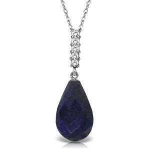 8.88 Carat 14K Solid White Gold Necklace Briolette Drop Sapphire