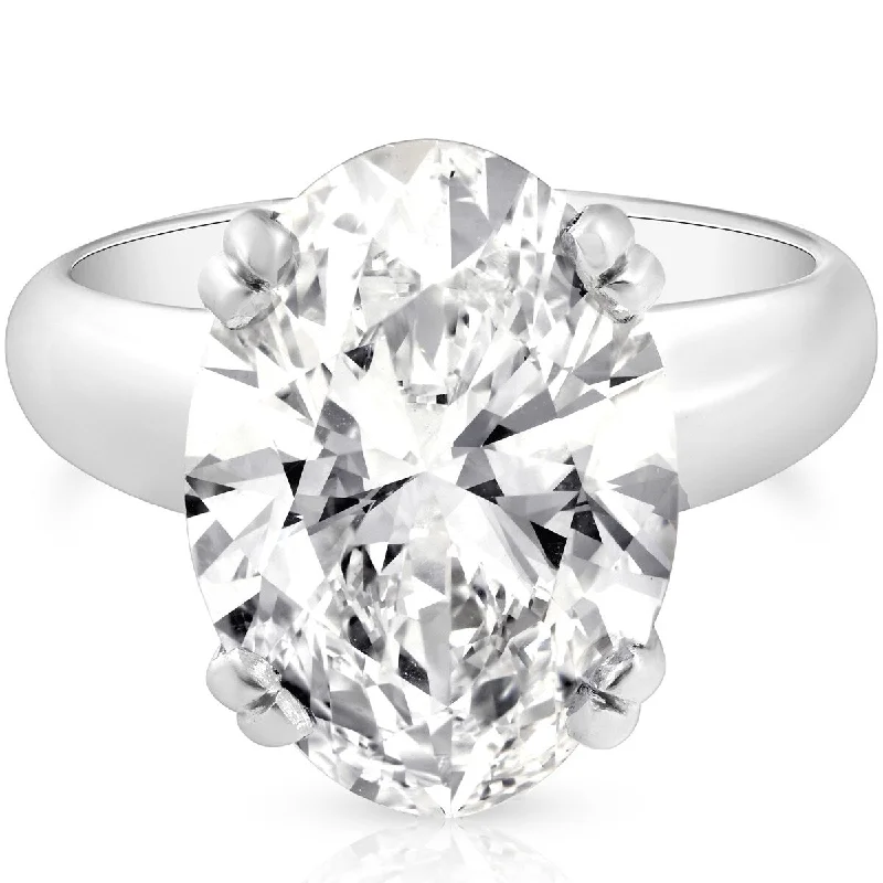 9 1/2 CT Oval Moissanite Engagement Rng Whte Gold Wde Setting