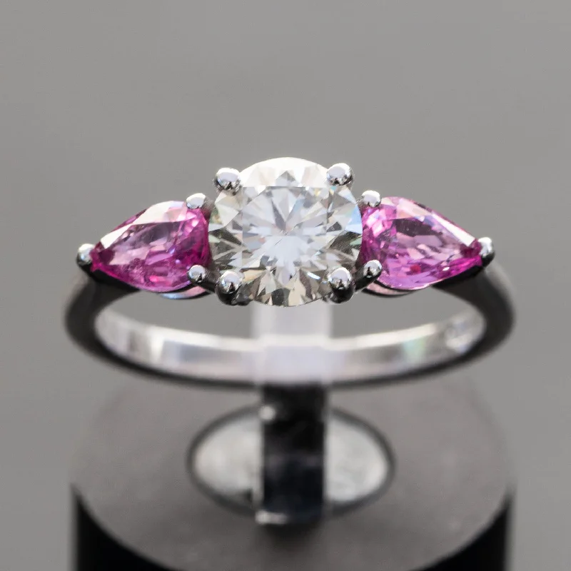 Alessia - 1.00 carat natural diamond ring with 1.00 carat natural pink sapphire