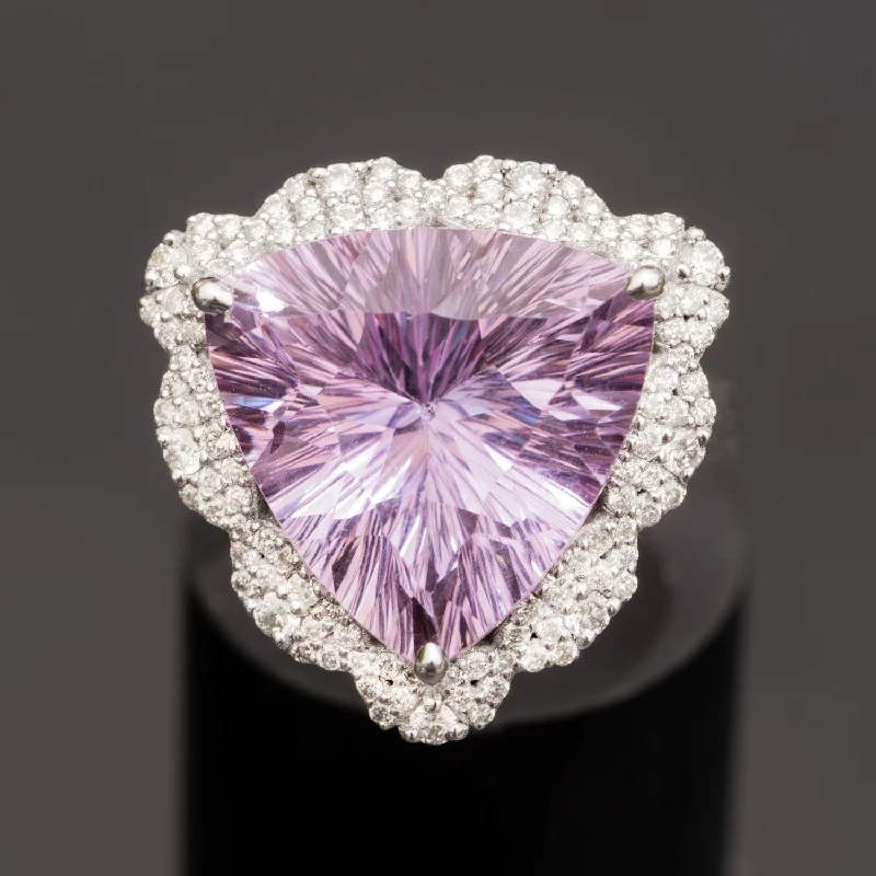 Ava - 8.76 carat natural amethyst ring with 0.56 carat natural diamonds