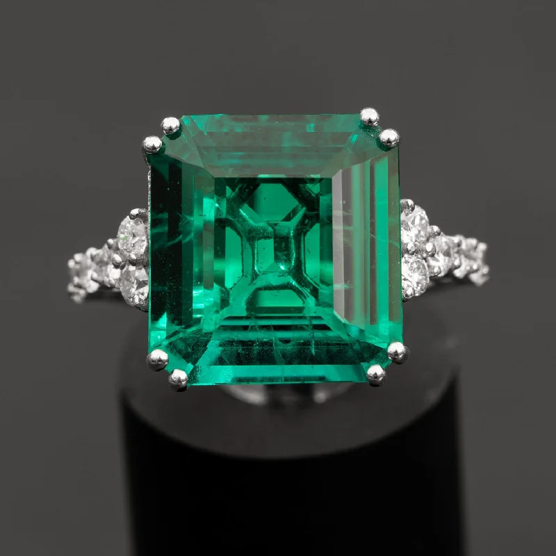 Bliss - 10.08 carat emerald ring with 0.50 carat natural diamonds