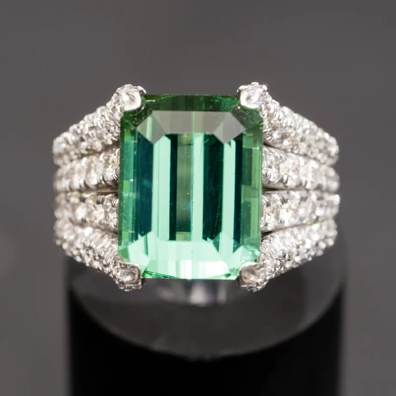 Camila  - 7.32 carat natural green tourmaline ring with 1.92 carat natural diamonds