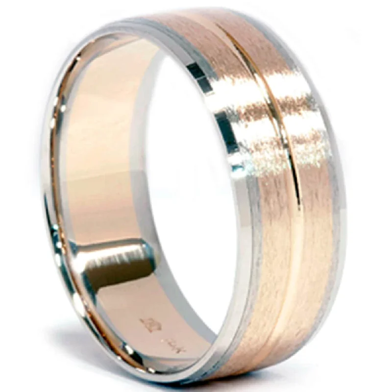 Channel Brushed Wedding Band 14K Gold