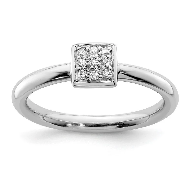 Curata 925 Sterling Silver Polished Diamond Ring