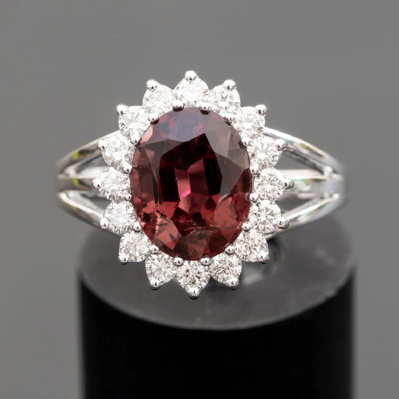 Ella -2.87 carat natural rubellite tourmaline ring with 0.81 carat natural diamonds