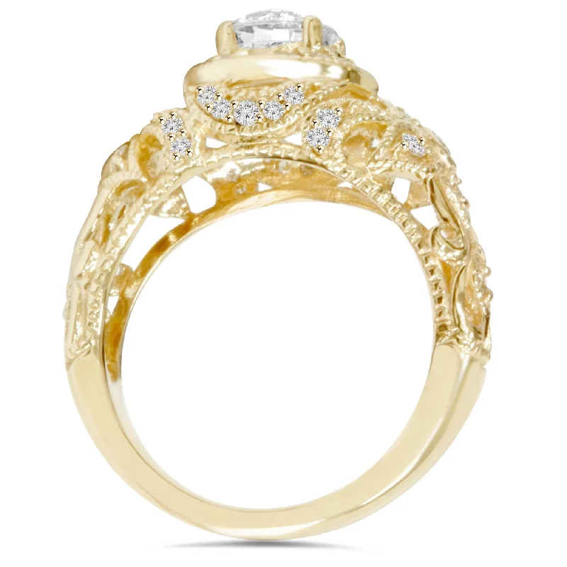 Emery 1.00Ct Vintage Diamond Engagement Yellow Gold