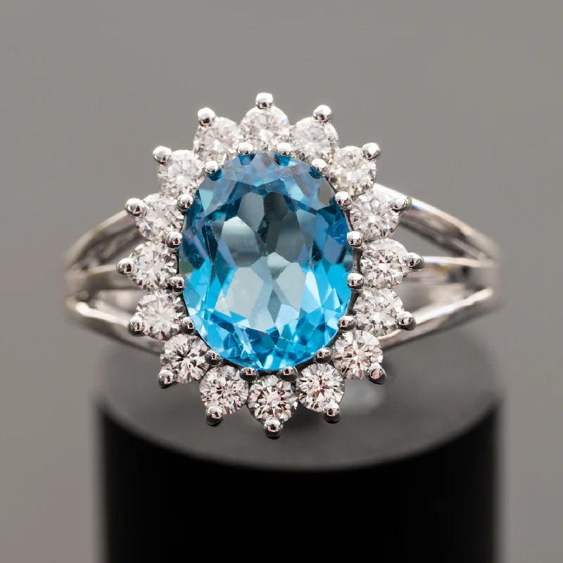 Iva - 3.29 carat natural swiss topaz ring with 0.70 carat natural diamonds