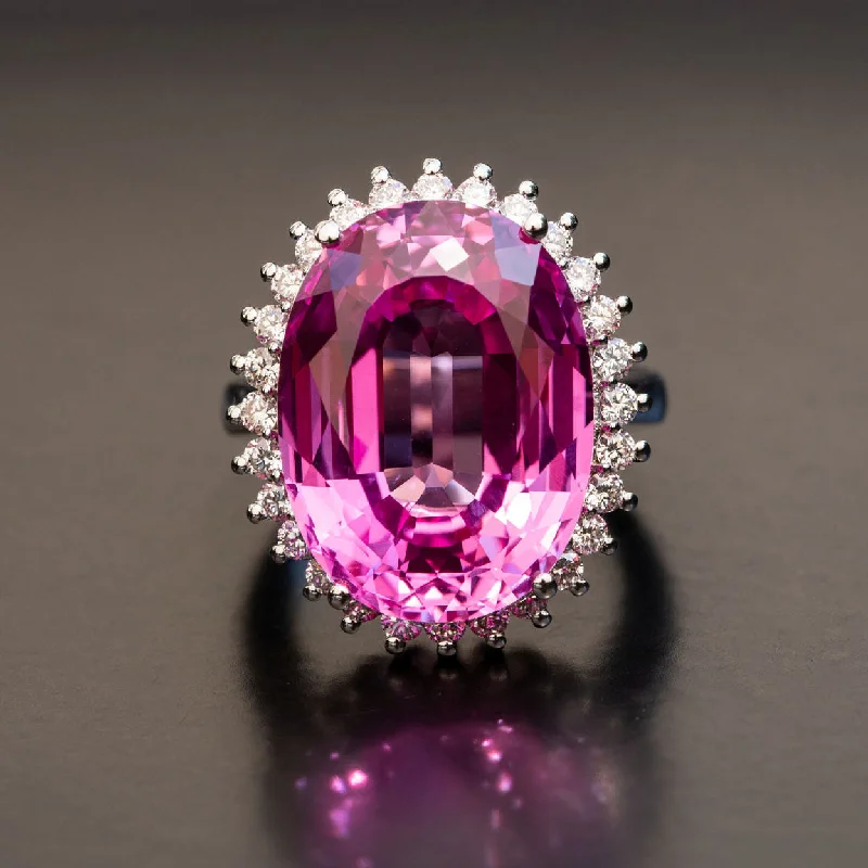 Fantine - 25.00 carat pink sapphire ring with 1.00 carat natural diamonds