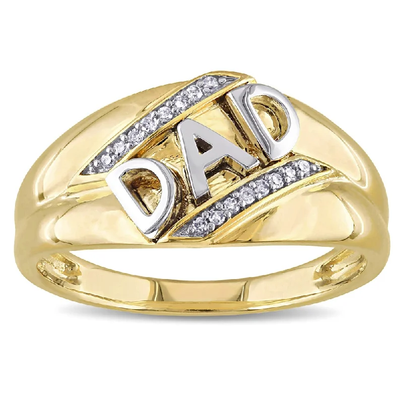 Miadora 10k Yellow Gold Diamond Accent Mens Dad Ring - White