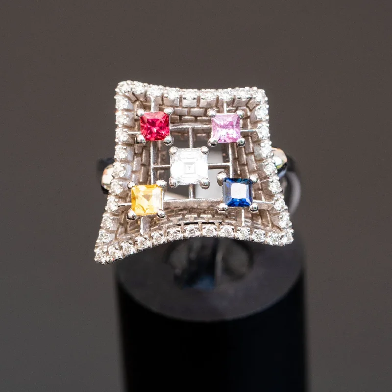 Marceline - natural color sapphire diamond ring