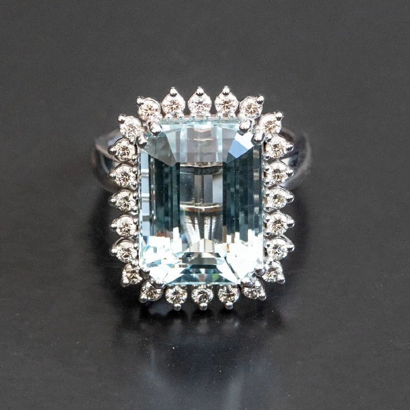 Isabella  - 13.00 carat natural aquamarine ring with 1.20 carat natural diamonds