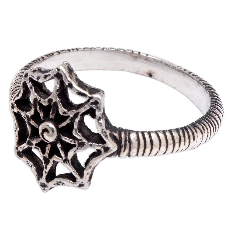 Novica Handmade Spider'S Nest Sterling Silver Band Ring