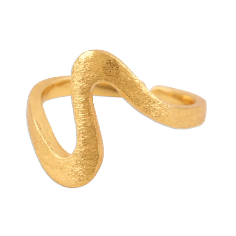 Novica Handmade Splendid Curve Gold-Plated Wrap Ring