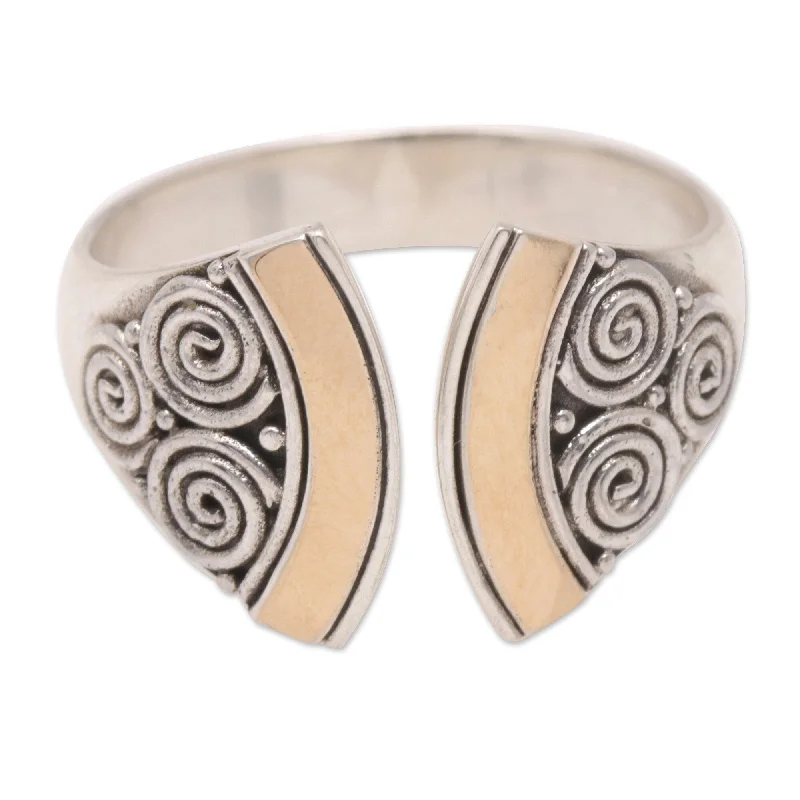 Novica Handmade Split Ax Gold-Accented Wrap Ring