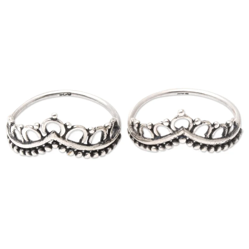 Novica Handmade Two Queens Sterling Silver Stacking Rings (Pair)