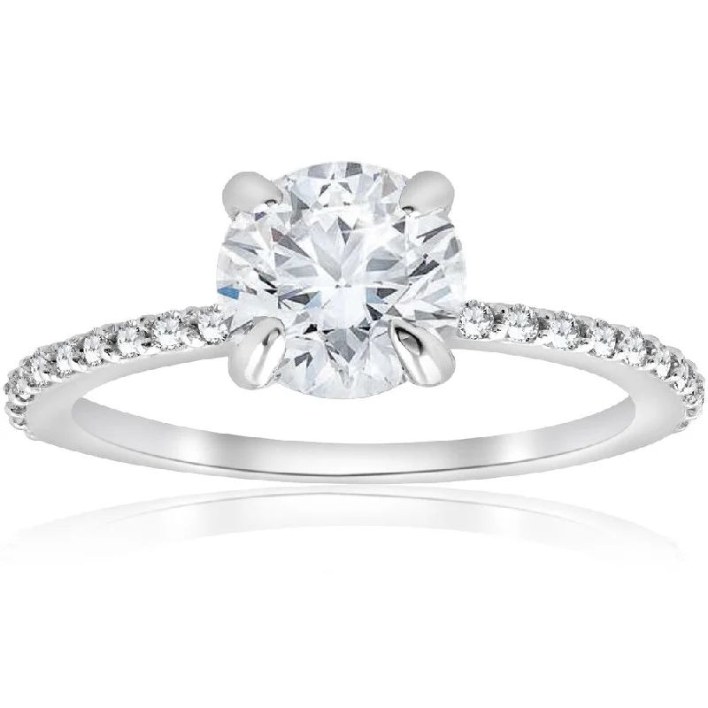 Pompeii3 14K White Gold 1 1/4 Ct TDW Diamond Clarity Enhanced Round Solitaire Engagement Ring