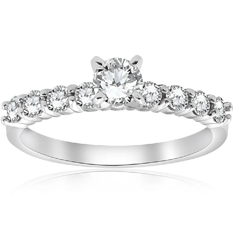 Pompeii3 14K White Gold 1 ct TDW Round Diamond Engagement Ring