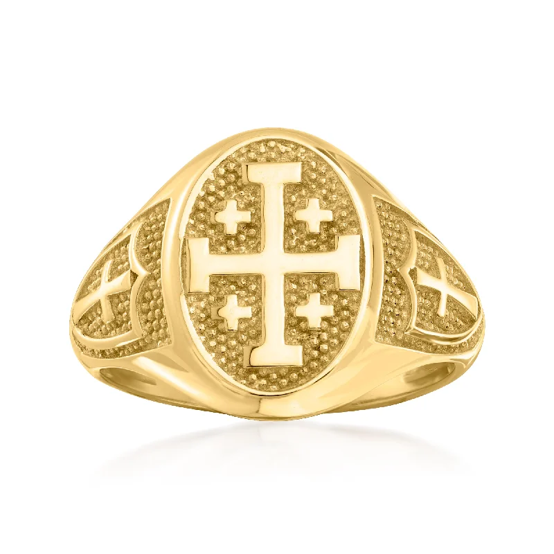 Ross-Simons 14kt Yellow Gold Multi-Cross Signet Ring