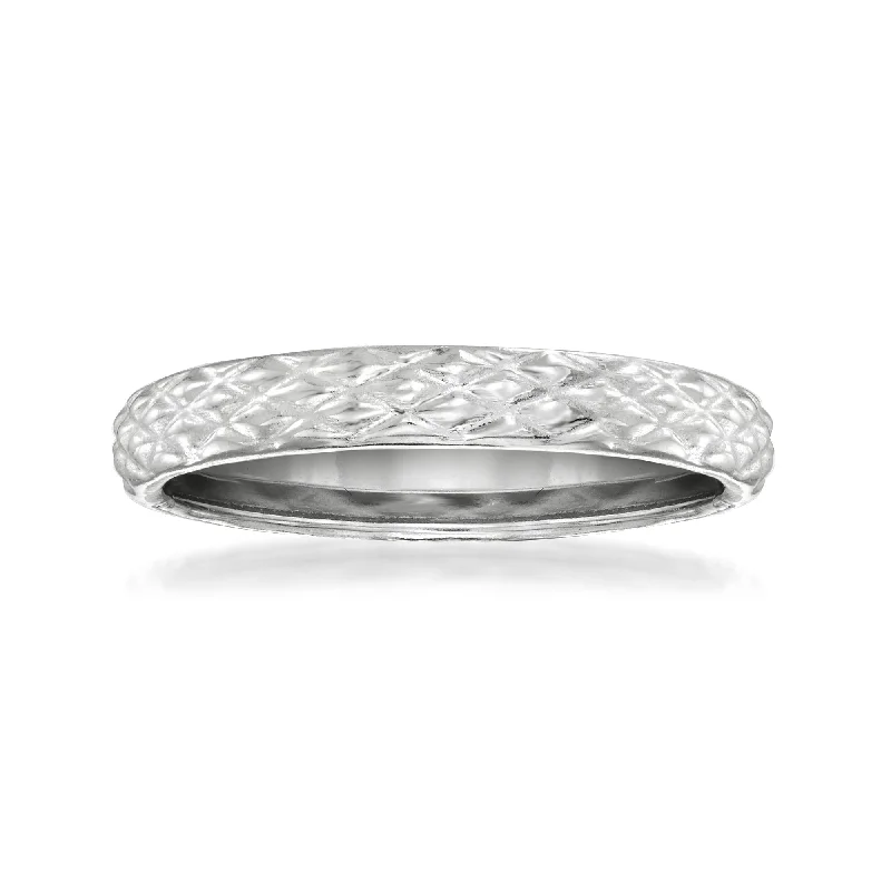 Ross-Simons 18kt White Gold Quilted Textured Ring