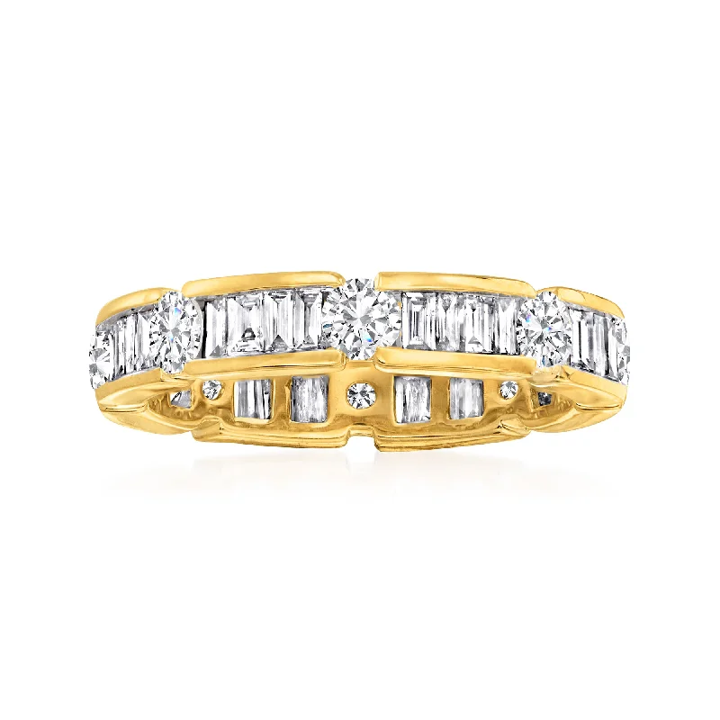 Ross-Simons Baguette and Round Diamond Eternity Band in 14kt Yellow Gold