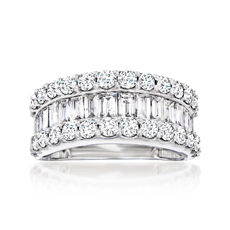 Ross-Simons Baguette and Round Diamond Ring in 14kt White Gold