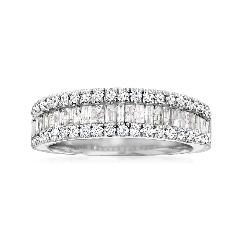 Ross-Simons Baguette and Round Diamond Ring in Sterling Silver