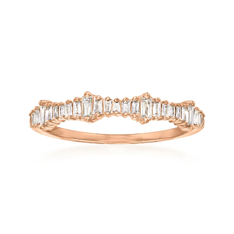 Ross-Simons Baguette Diamond Ring in 14kt Rose Gold