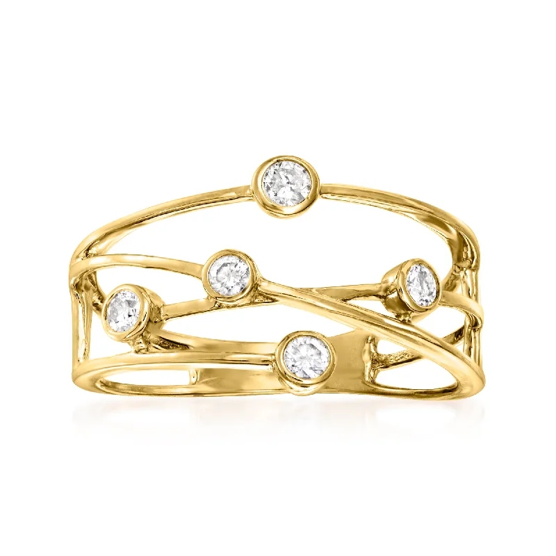 Ross-Simons Bezel-Set Diamond Crisscross Ring in 14kt Yellow Gold