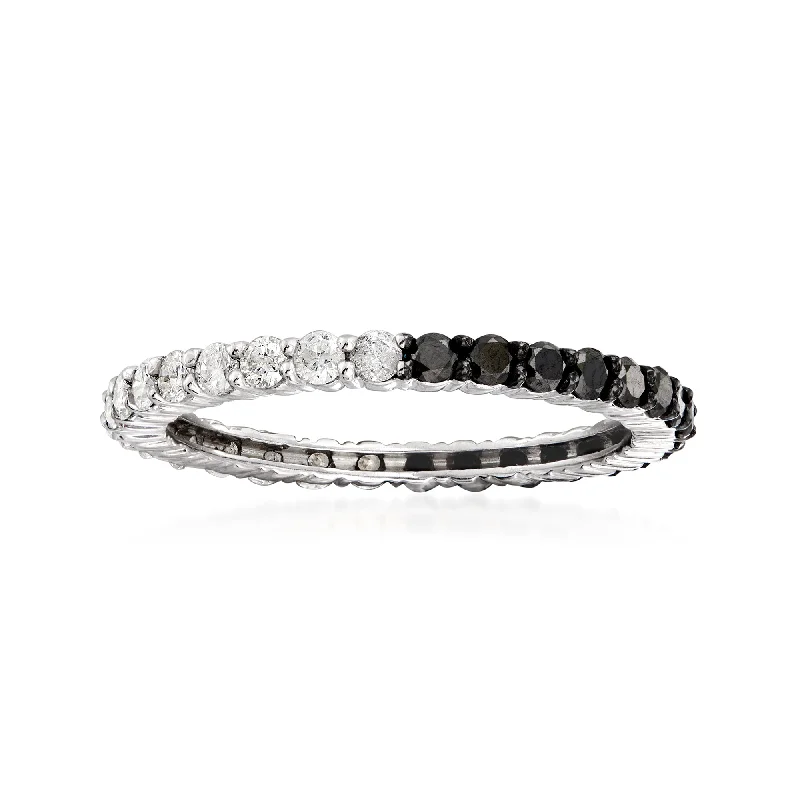 Ross-Simons Black and White Diamond Eternity Band in Sterling Silver