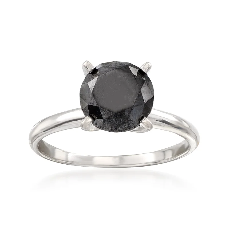 Ross-Simons Black Diamond Solitaire Ring in 14kt White Gold