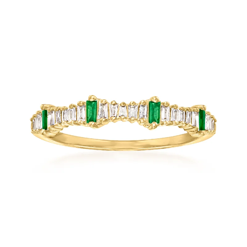 Ross-Simons Diamond and . Emerald Stackable Ring in 14kt Yellow Gold