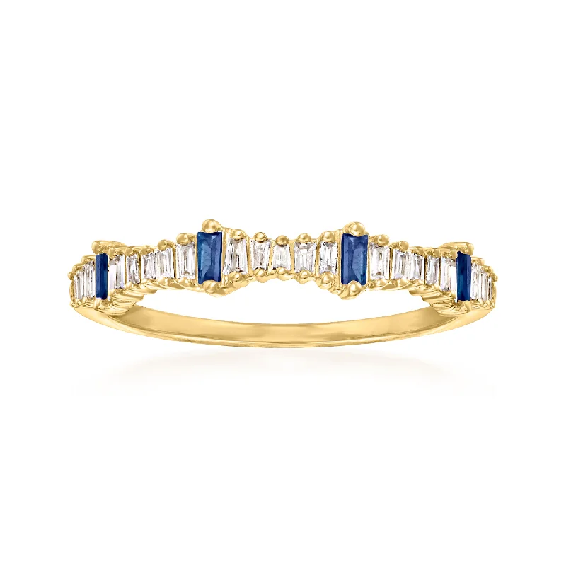 Ross-Simons Diamond and . Sapphire Stackable Ring in 14kt Yellow Gold